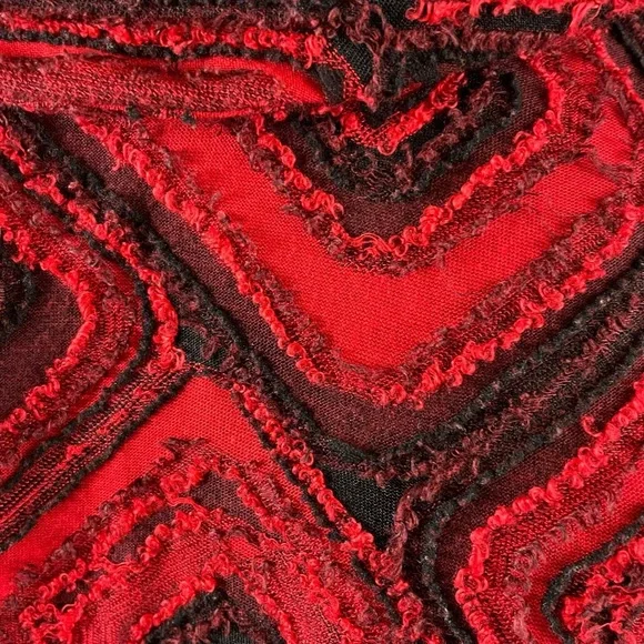 Ali Miles Sweater Womens Large Red Black Cowl Sleeve Art To Wear A99 - Picture 3 of 12